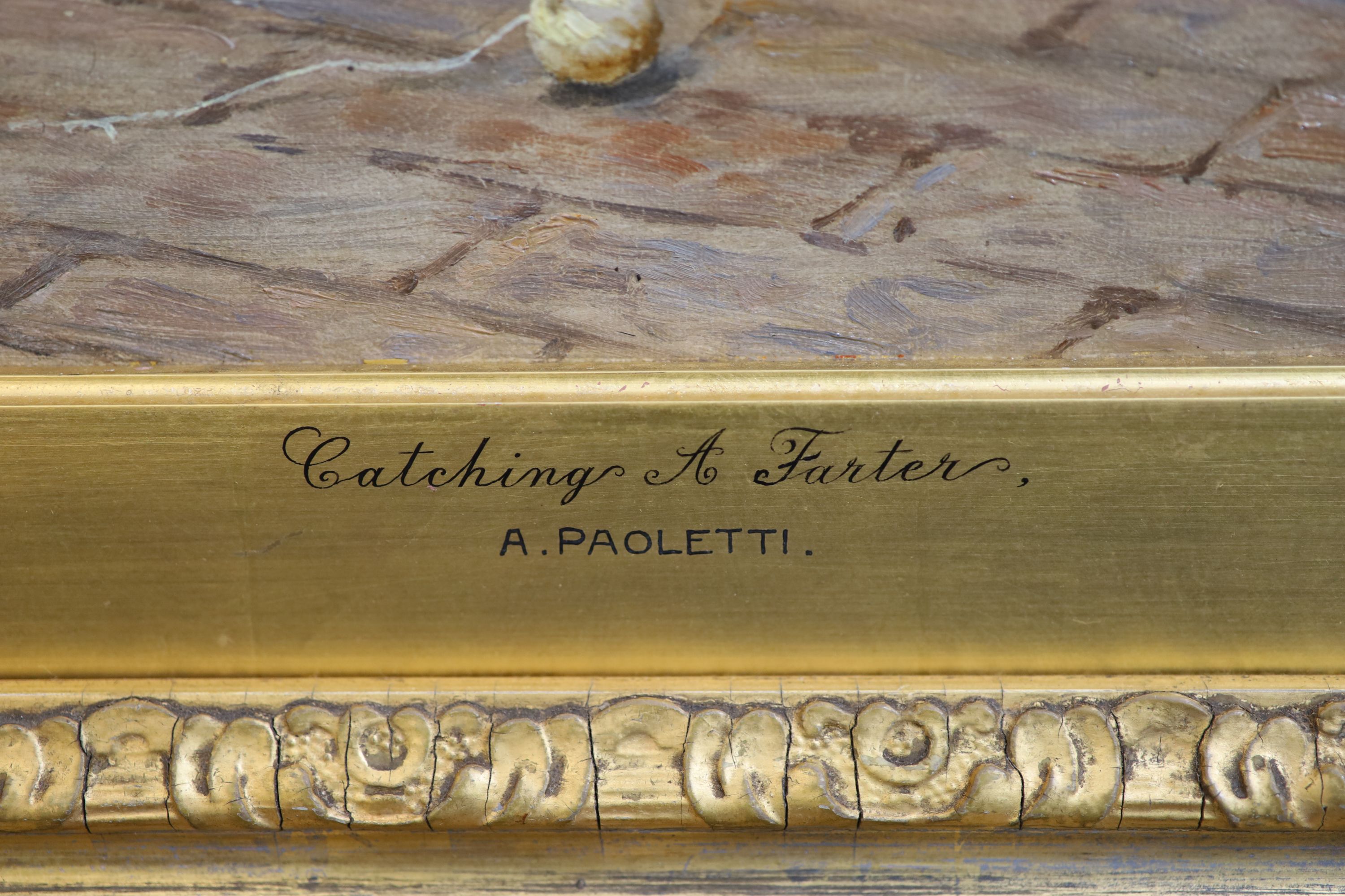 Antonio Ermolao Paoletti (1833-1912) Catching a farter 15.5 x 23in.